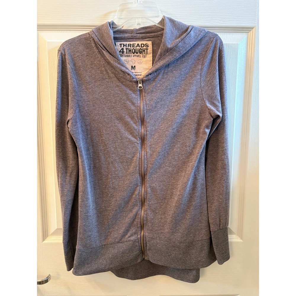 Threads For Thought Grey Full Zip Hooded Sweatshirt Women's Size Medium